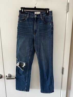 Abercrombie & Fitch Dark Blue Ankle Straight Ultra High Rise Jeans
